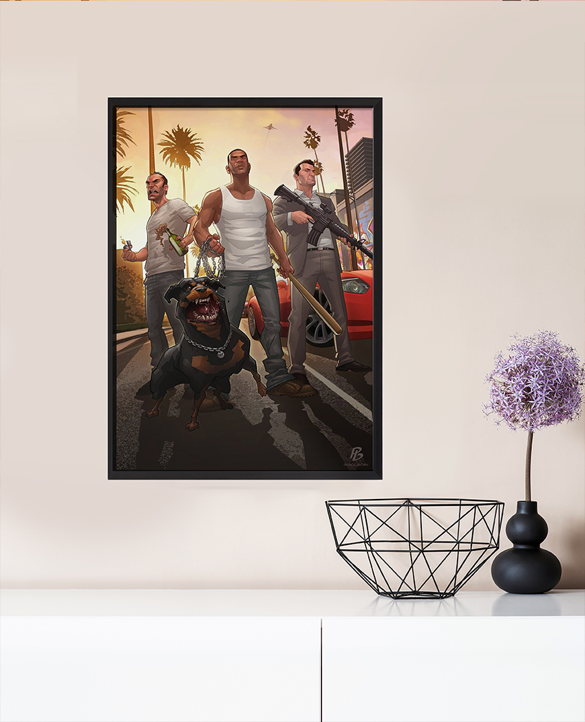 تابلو دکوراتیو برای اتاق گیمینگ طرح جی تی ای FM-1050